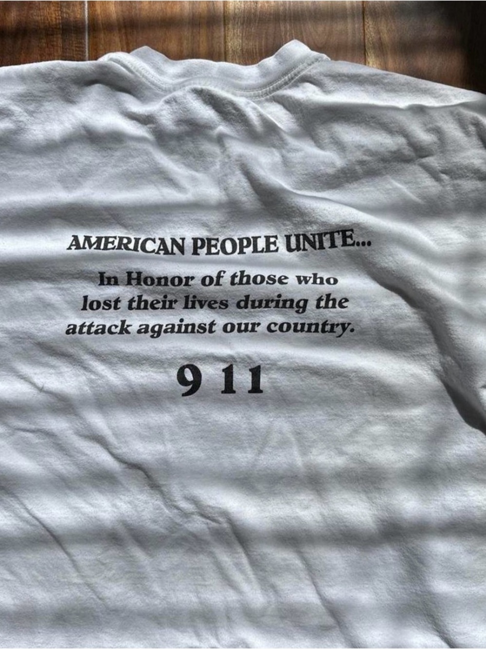 White 'American People Unite... 9/11' VINTAGE Memorial Tee